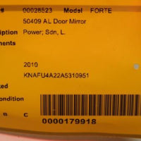 2010-2012 Kia Forte Left Driver Power Side View Mirror