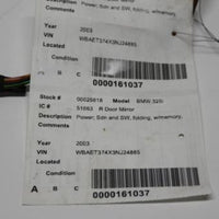 2003-2005 BMW 320I 325I RIGHT PASSENGER POWER SIDE VIEW MIRROR - BIGGSMOTORING.COM