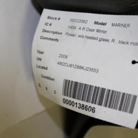 2008 2009 Mercury Mariner Right Passenger Side View Power Mirror Oem