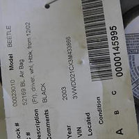 1999-2003 Volkswagen Beetledriver Steering Wheel Air Bag Black - BIGGSMOTORING.COM