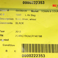 2011-2013 Chrysler Town & Country Driver Side Steering Wheel Air Bag Black 35409